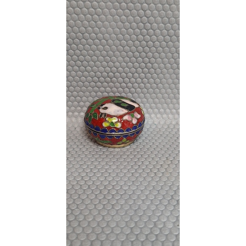 *VINTAGE* CHINESE CLOISONNE MINIATURE PANDA BEAR TRINKET RING BOX‎ - Picture 4 of 11